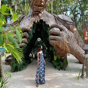 Lulu’s Trancoso Dusty Blue Floral Two Piece Maxi Dress